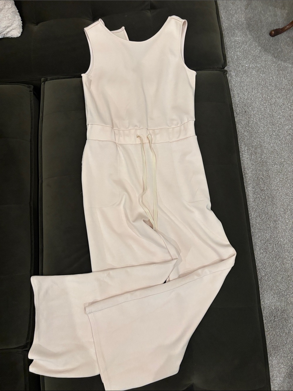 Sleeveless Cream Jumpsuit with Drawstring Waist